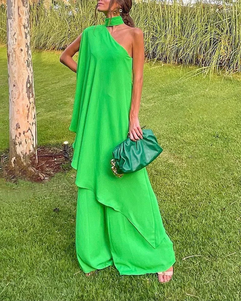 Solid Color Loose Irregular Fake Two Piece Suit