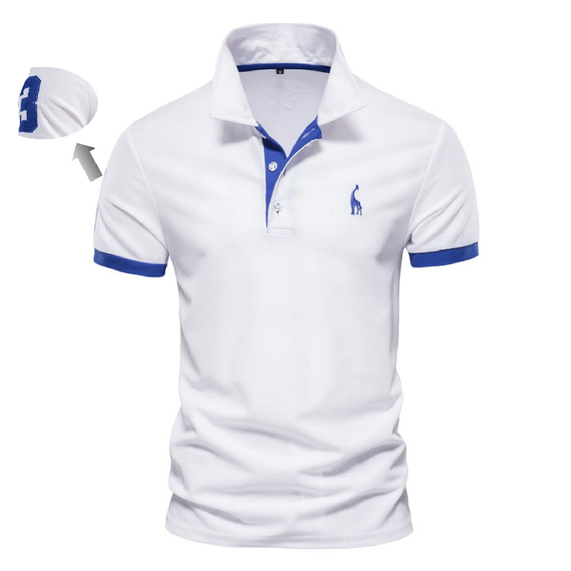 N.3 Embroidery Men's Casual Solid Color Slim Fit Polo Shirt | ARKGET