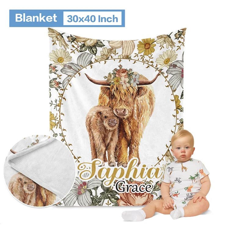Personalized Bohemian Highland Cow Crib Bedding SetSet123