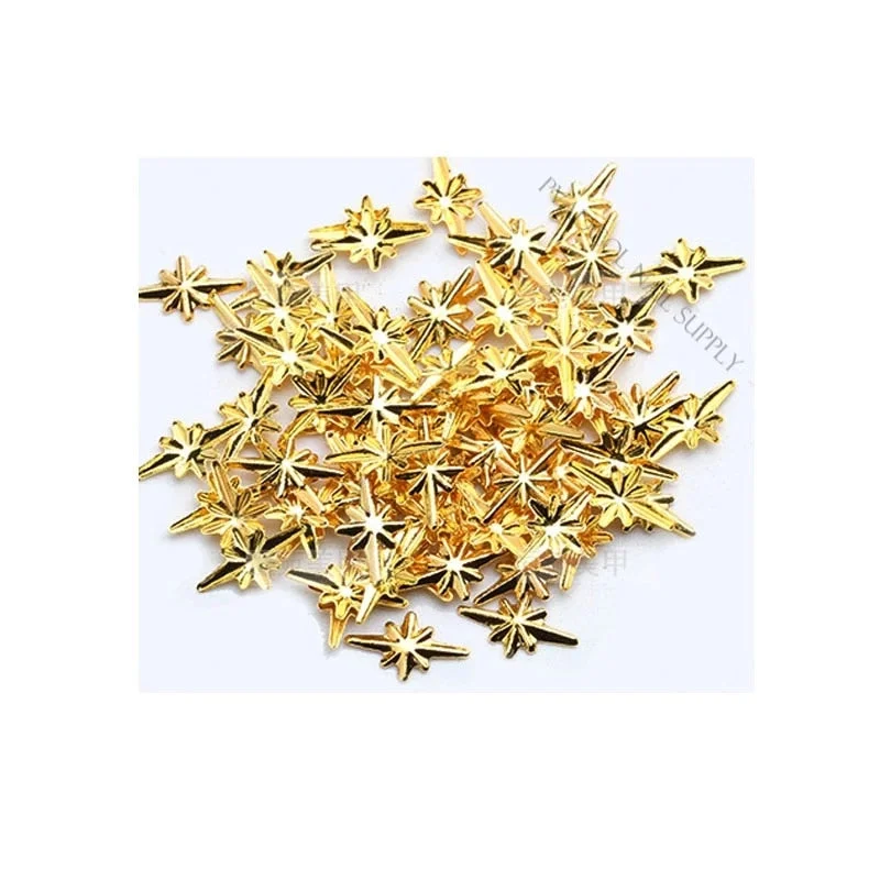 3D Metal Nail Art Rivets Stud Charms Moon Star Heart Nails Sequins Cross Hollow Slice DIY Strass Jewelry Rhinestones Manicure-Nail Inspo