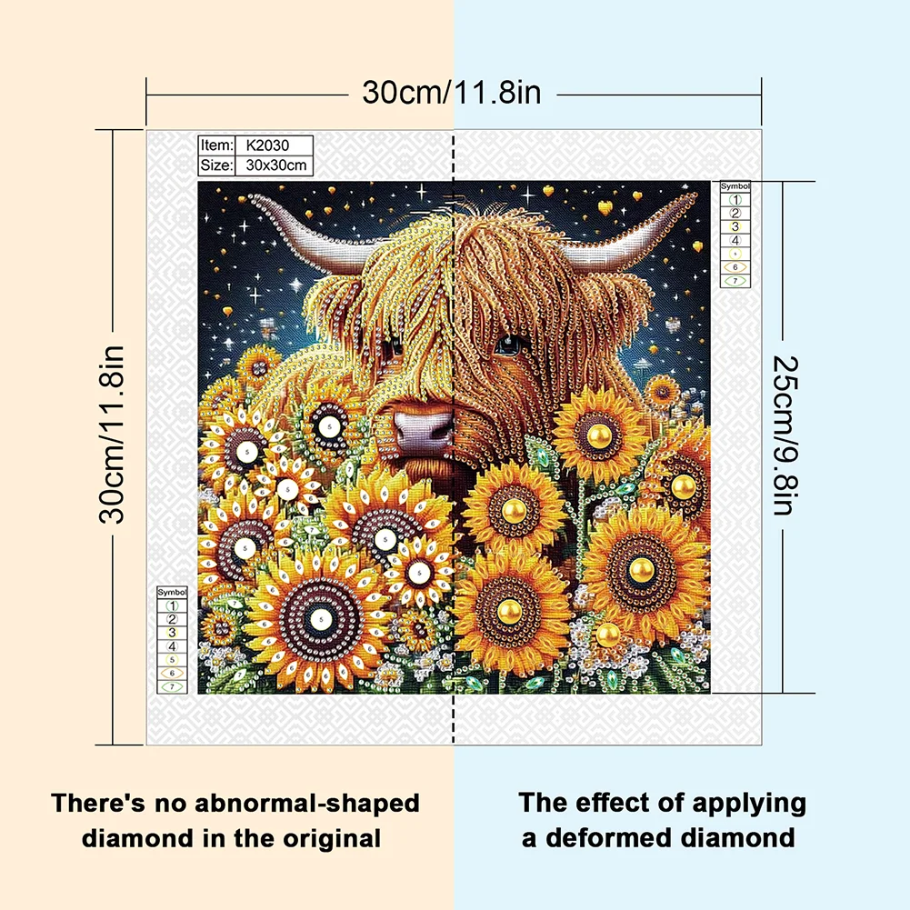 Diamond Painting - Partial Special Shaped Drill - Flower Highland Yak(Canvas|30*30cm)
