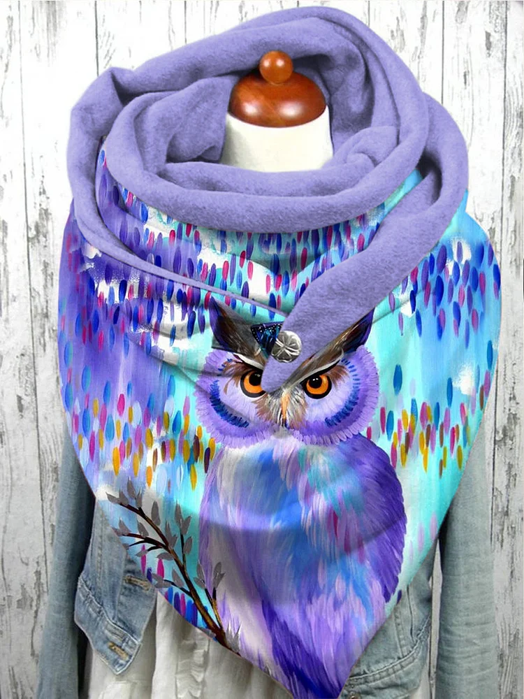 Women's Christmas Gift Owl Pattern Printed Triangle Scarf