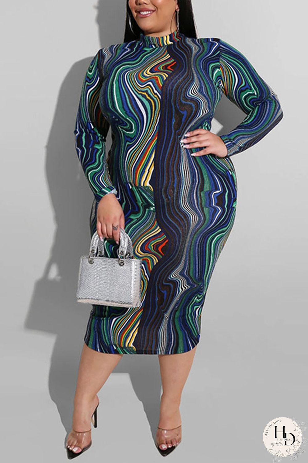 Black Green knitting Sexy O Neck Leopard Floral Print Tie Dye Zippered Zipper Pattern Plus Size