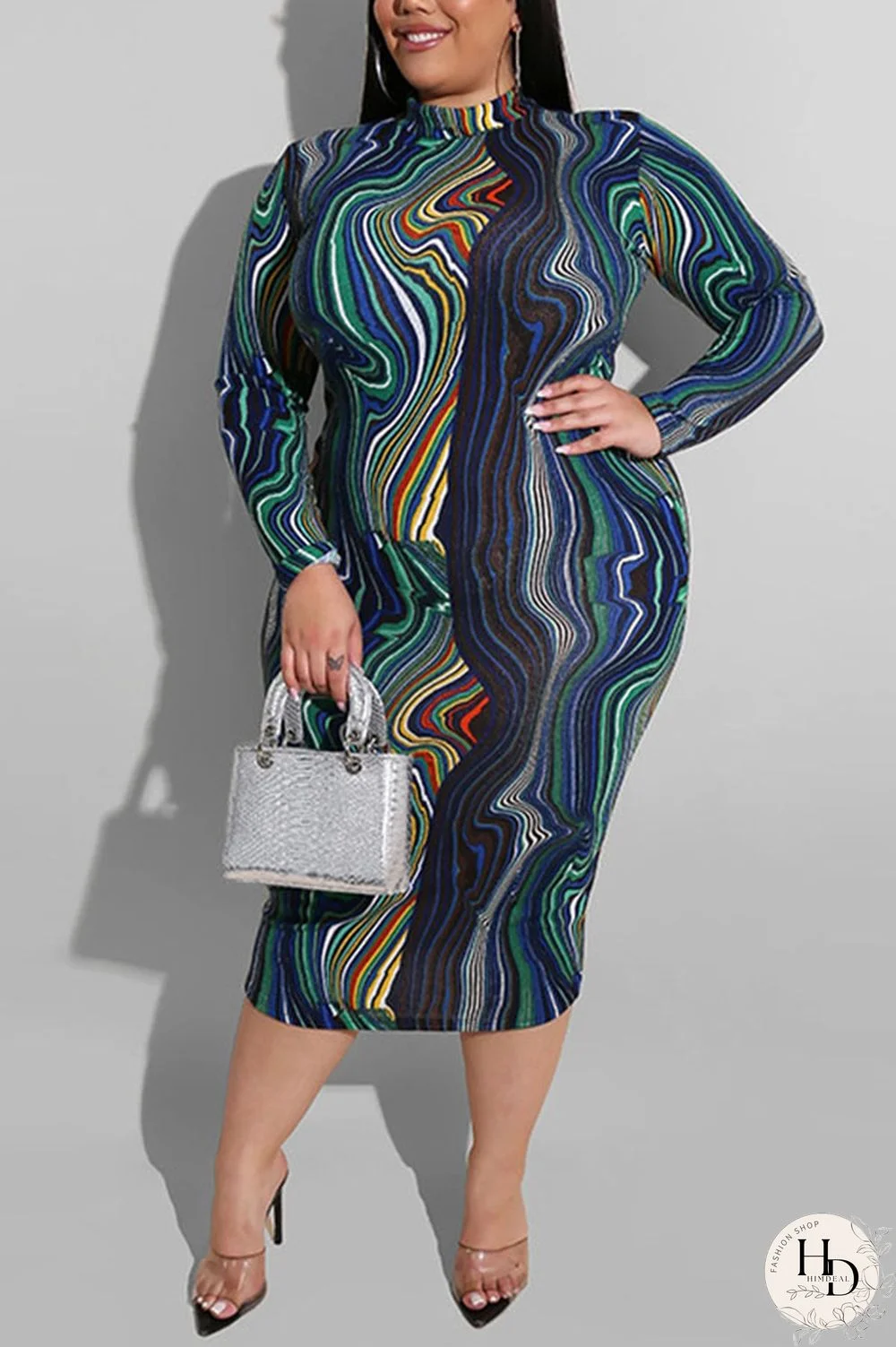 Black Green knitting Sexy O Neck Leopard Floral Print Tie Dye Zippered Zipper Pattern Plus Size