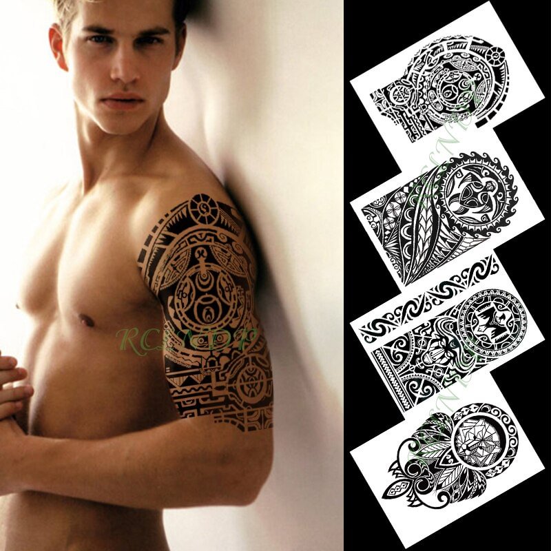 Gingf Waterproof Temporary Tattoo Sticker eagle lion turtle black arm tatto flash tatoo fake tattoos for men women