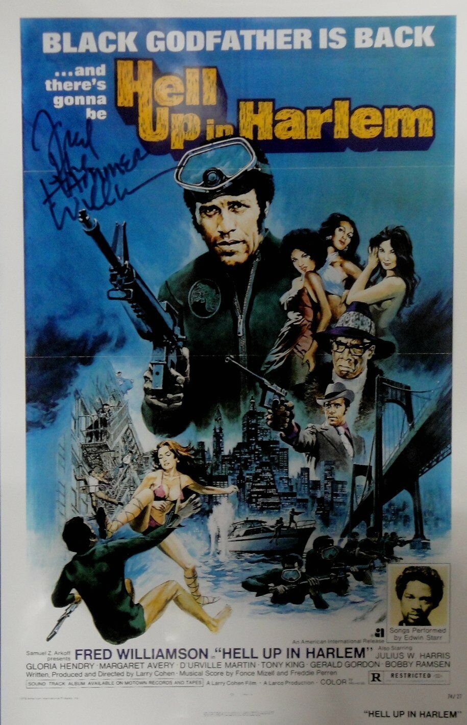 Fred Williamson The Hammer Signed Autographed 11X17 Photo Poster paintingHell Up In Harlem COA