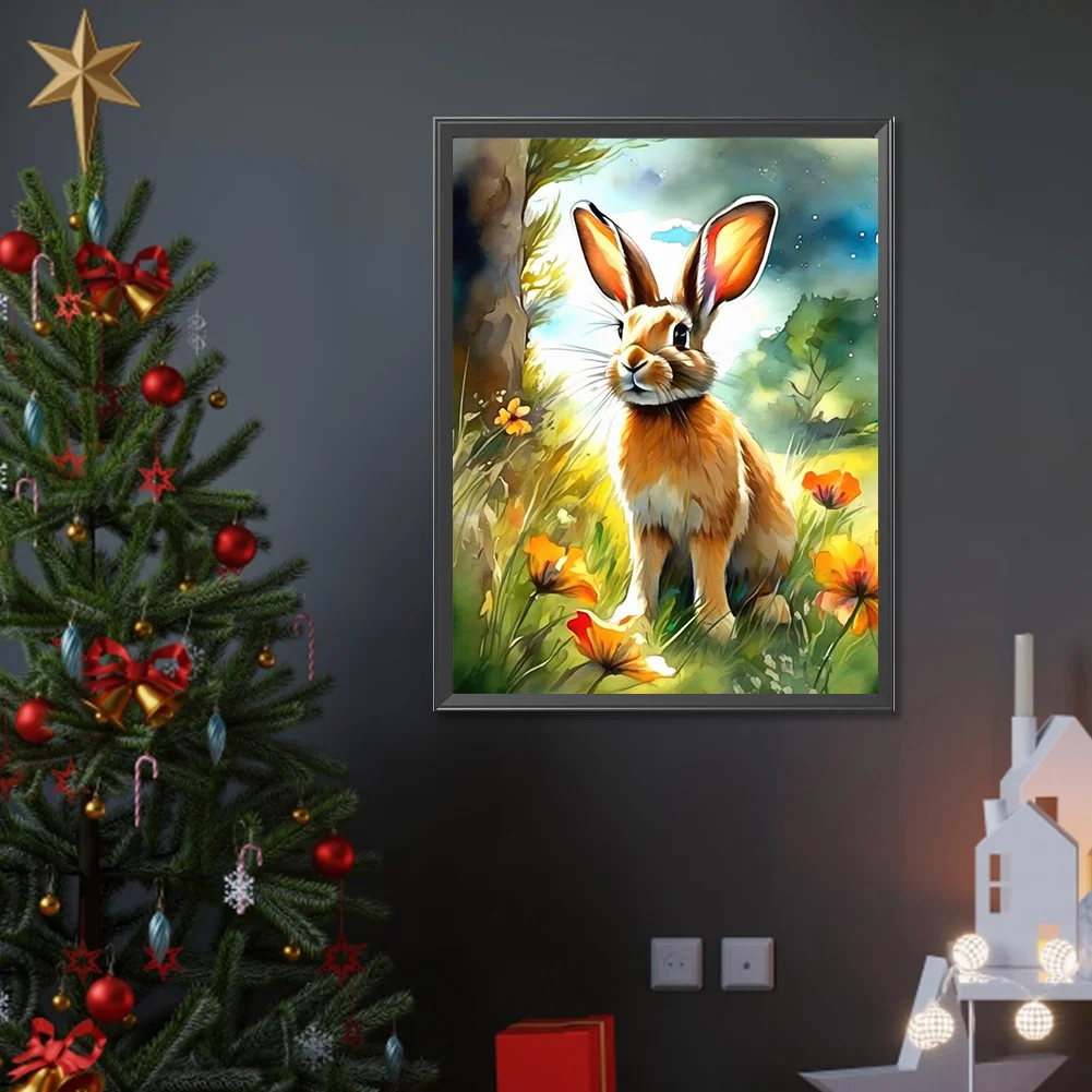 Full Round Diamond Painting 30*40cm - Rabbit In The Forest