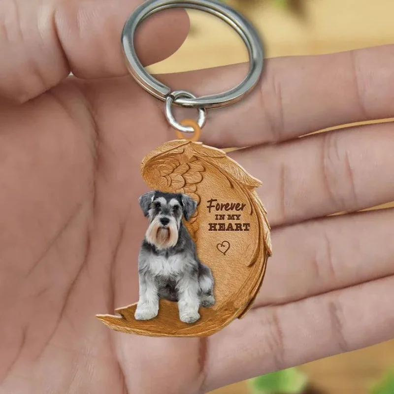 VigorDaily Schnauzer Forever In My Heart Acrylic Keychain FK014