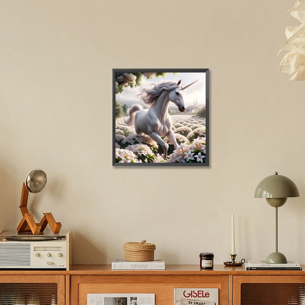 Full Round Diamond Painting 30*30cm - Garden Unicorn