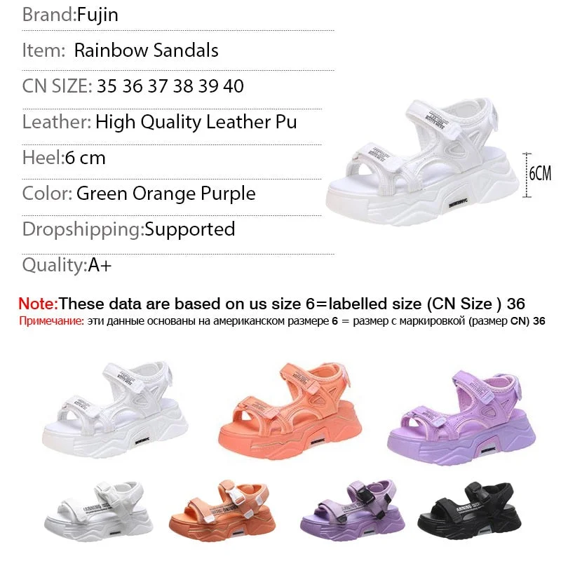 Fujin 6cm Women Sandals Cute Comfy Shoes Comfortable Ladies 2021 Slides Stylish Shoes Women Summer open toe Platform Sandals