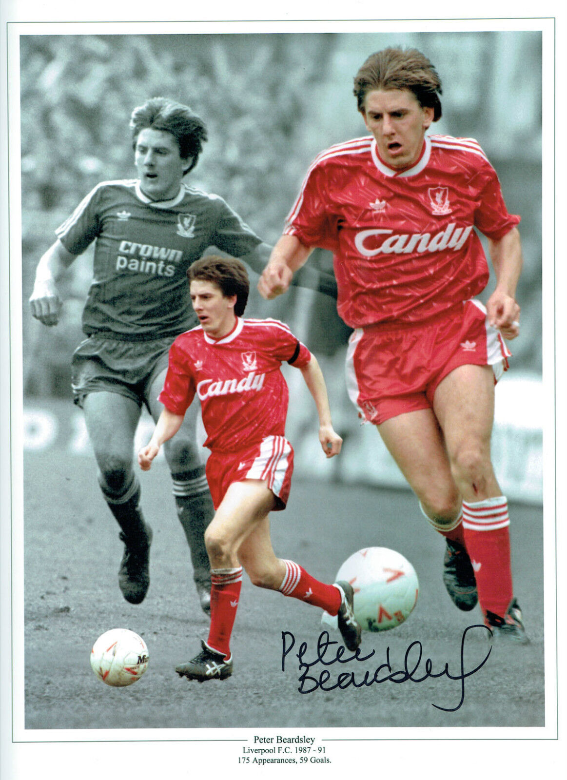 Peter BEARDSLEY Signed Autograph 16x12 Liverpool Montage Photo Poster painting AFTAL COA