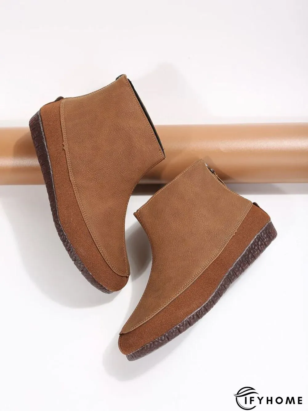 Vintage Plain Split Join Back Zip Boots | IFYHOME