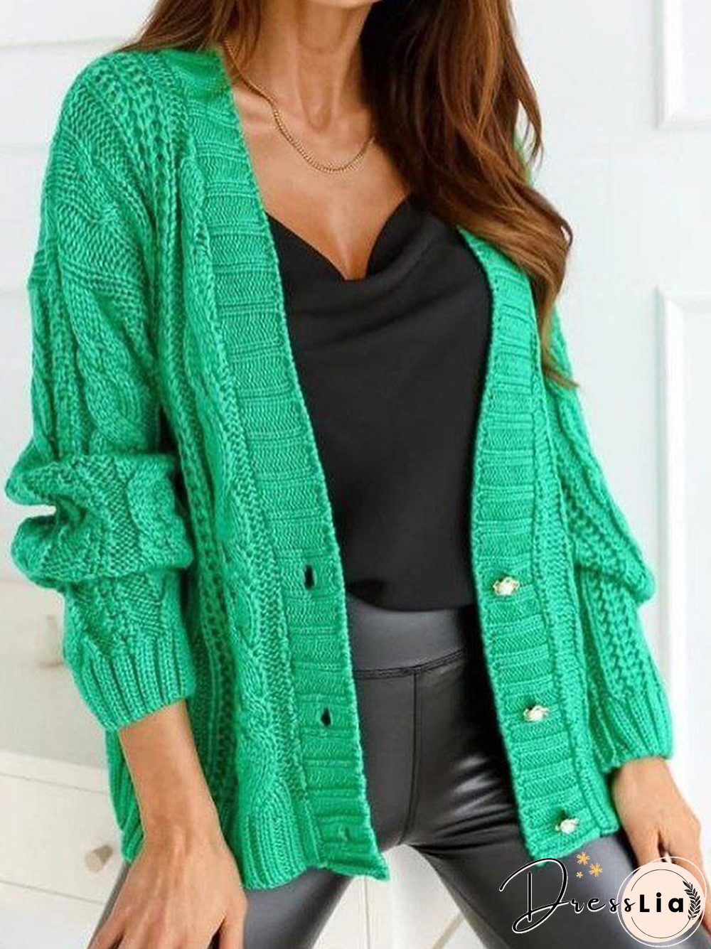 Loose Plain Casual Sweater Coat