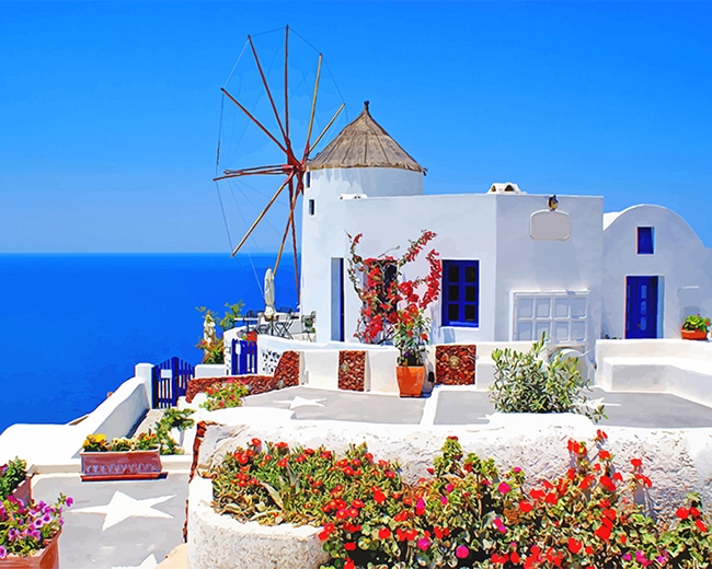 

Greece Island Santorini – Paint By Numbers - 40*50CM, 501 Original