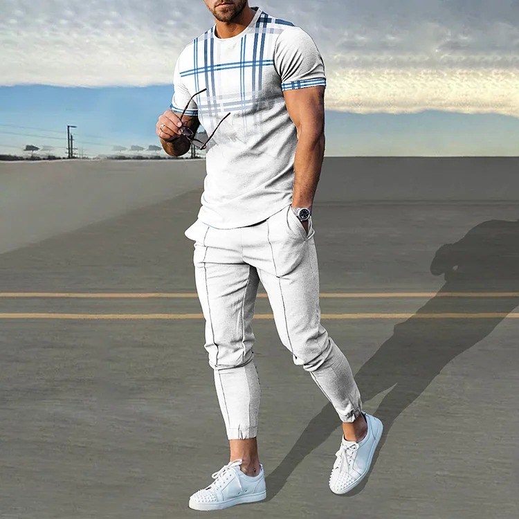 Men's Solid Sports Casual Short Sleeve Shirt And Pants Co-Ord