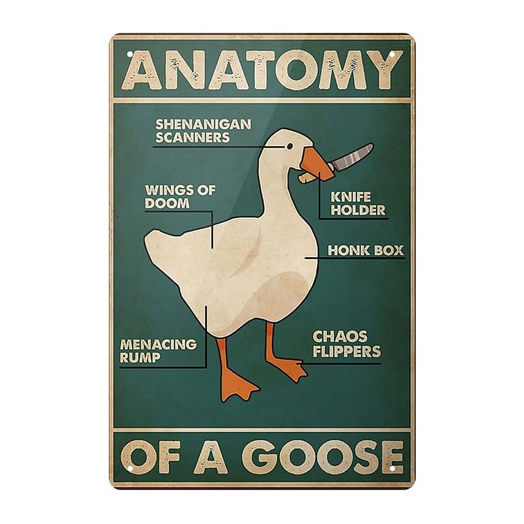 Goose - Anatomy Of A Goose Vintage Tin Signs/Wooden Signs - 7.9x11.8in & 11.8x15.7in