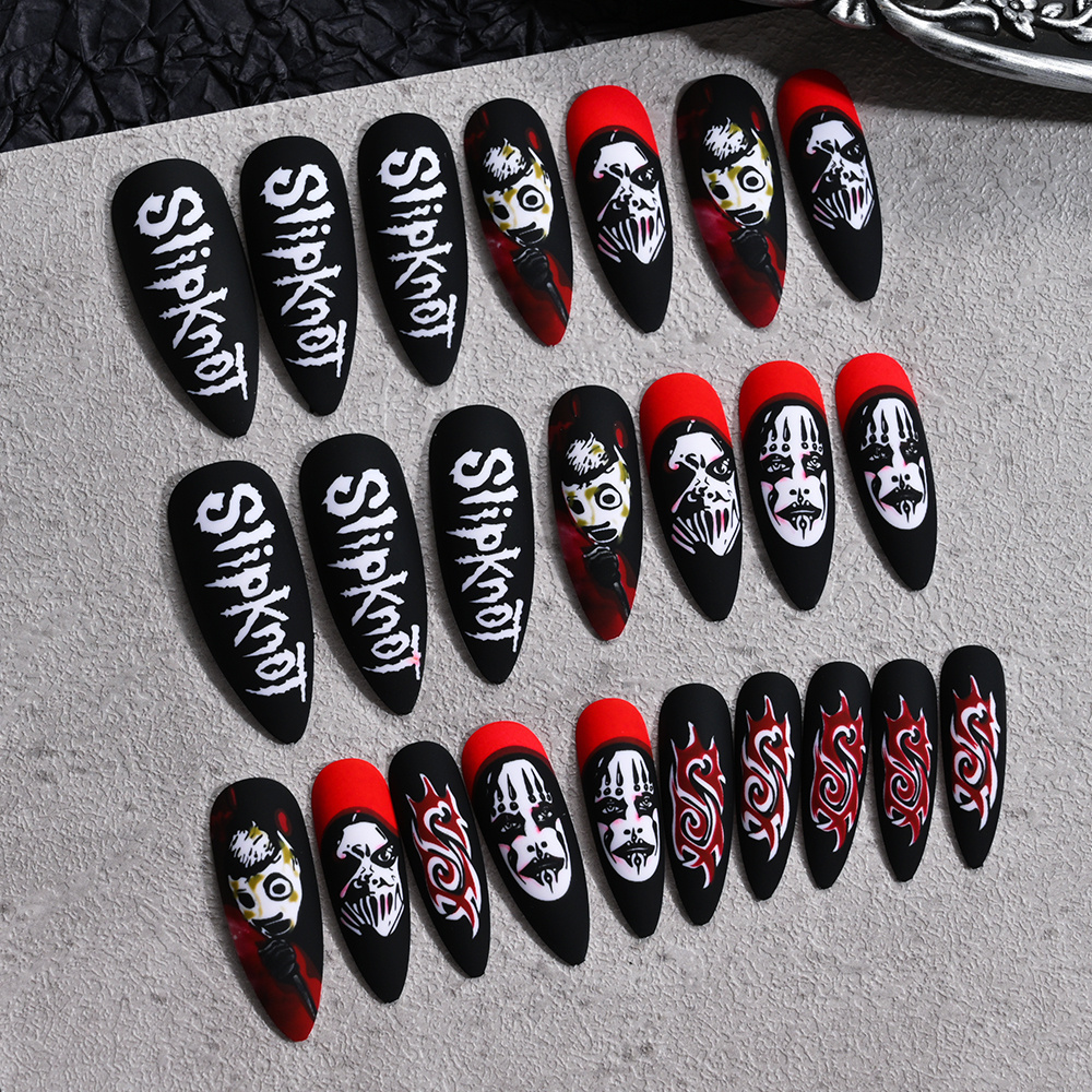 24Pcs Halloween False Nails Press on Stiletto Fake Nails Ghost Spider Web Designs Coffin Ballerina Wearable False Nail for Women