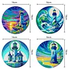 4PCS Diamond Painted Acrylic Lighthouse Placemats Insulated Dish Mats with Holder