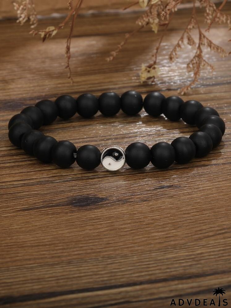 3pcs Yin & Yang Decor Beaded Bracelet
