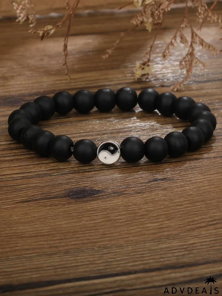 3pcs Yin & Yang Decor Beaded Bracelet