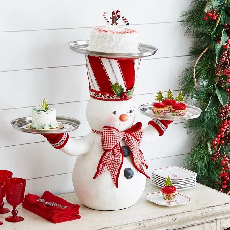 🔥Christmas Hot Sale🔥 Santa and Snowman Waiter Desktop Tray Decoration