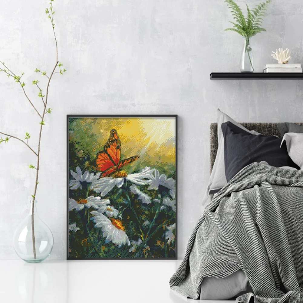 9CT Full Stamped Cross Stitch Bead Embroidery- Butterfly(Canvas|45*58CM)