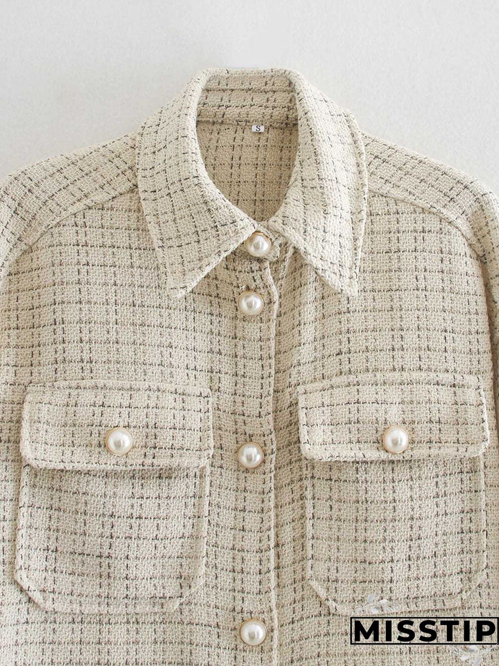 Classic Thick Colorblock Checked Button Down Shirt Jacket Woolen