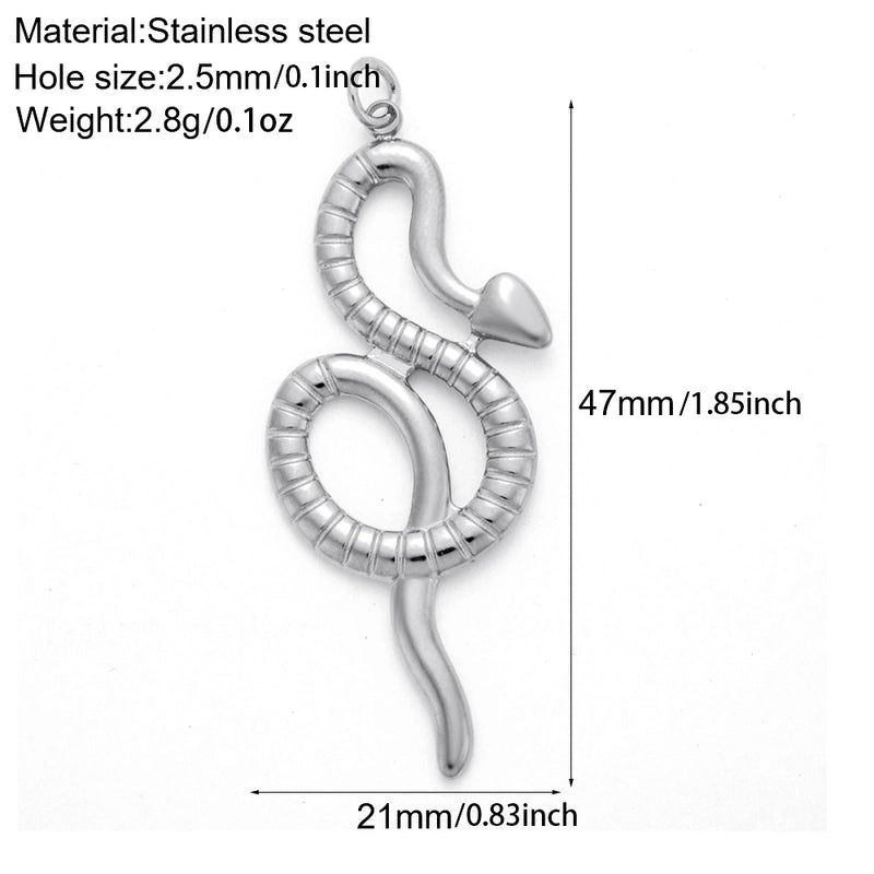 1 Piece 12*16mm 22*15mm 304 Stainless Steel Animal Snake Pendant Jewelry Accessories