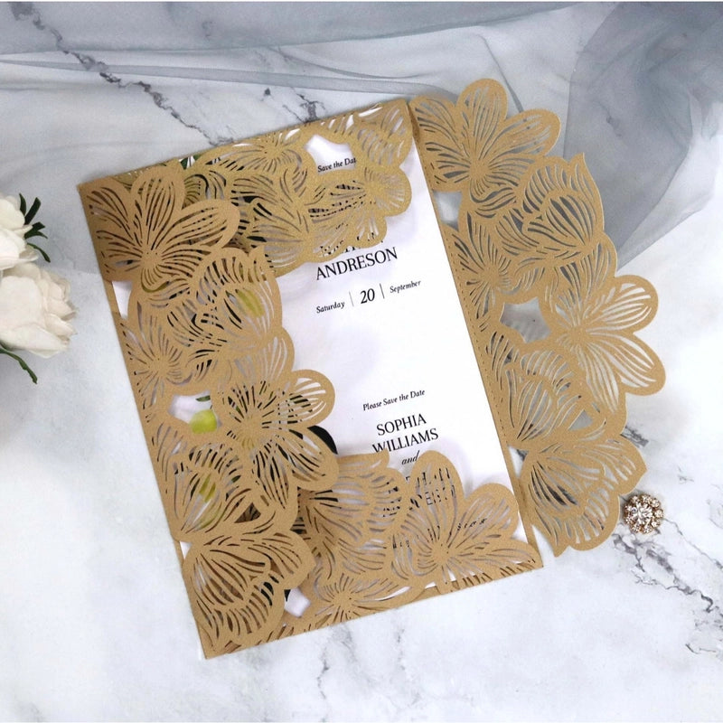 Valentine'S Day Elegant Solid Color Iridescent Paper Wedding Date Invitations 50 PCS/Package3
