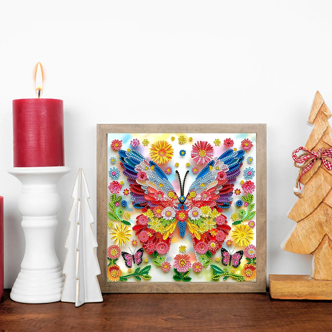 Butterfly Flower - Partial Special Shaped Drill Diamond Painting Kits (Canvas|30*30cm)