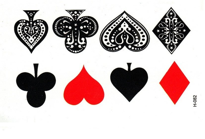 10pcs poker spades hearts waterproof temporary tattoos sticker fake tattoos fake tattoo for woman