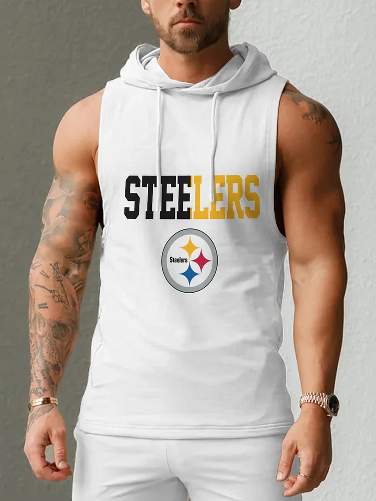 Pittsburgh Steelers Men's  Casual Comfy Sleeveless Hooded Tank Top