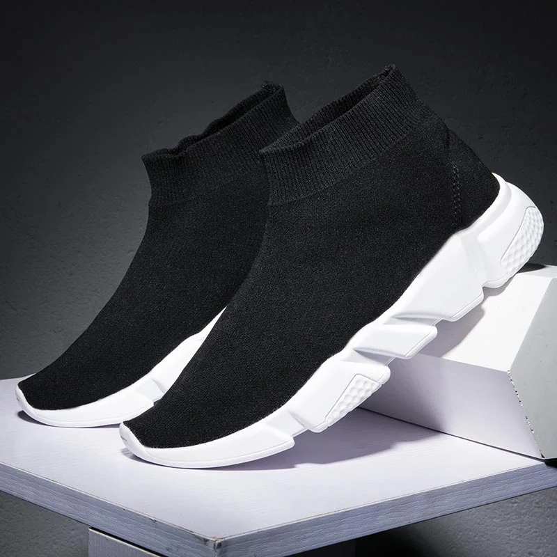 Large Size High Top Sock Sneakers Women Sport Shoes Sports Female Breathable Running Shoes Men Black Calzado Mujer 2019 A-246