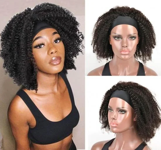Yvonne Best Sale Virgin Human Hair 4A 4B Kinky Curly Headband Wigs Natural Hair Color 
