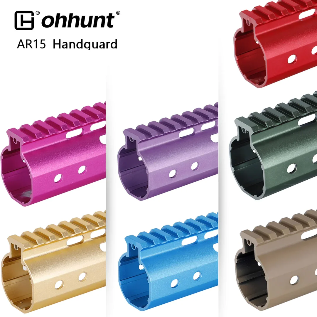 ohhunt® AR15 Colored M-lok & keymod Handguard in Desert Tan Blue Red Pink Green Golden Purple Color with Steel Barrel Nut 7" 9" 10" 12" 13.5" 15"