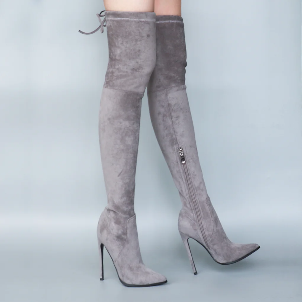 4.72"Women's Microsuede Over The Knee High Heels Boots-MERUMOTE