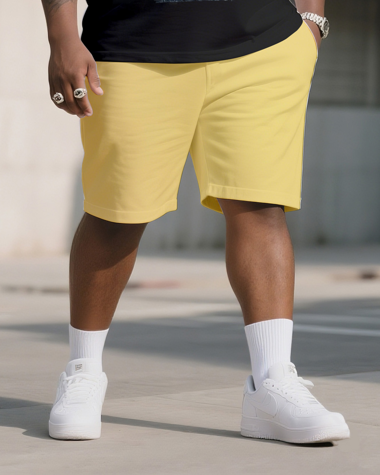 Big & Tall Men's Street Fashion No Guts No Glory Skull Print Crewneck T-Shirt Shorts Suit