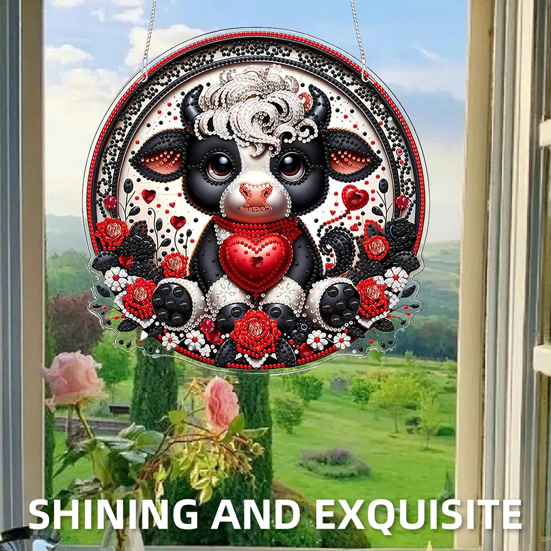 Heart 2D Flat DIY Acrylic Diamond Painting Pendants Crafts for Home Wall Decor