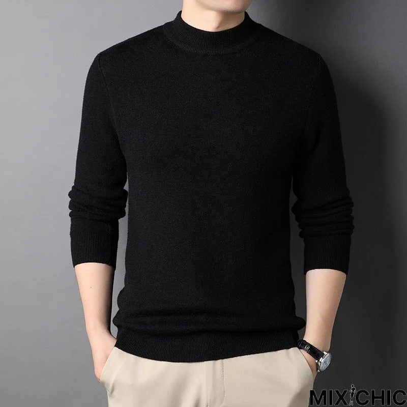 Solid Color Half Turtleneck Men's Sweater