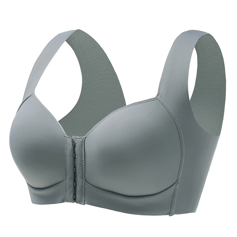 Women's Plus Size Wide Straps Wireless Bra Front Closure Push Up Bras