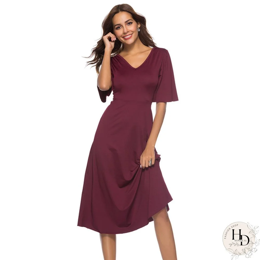 Crisscross Back V-Neck A-Line Dress