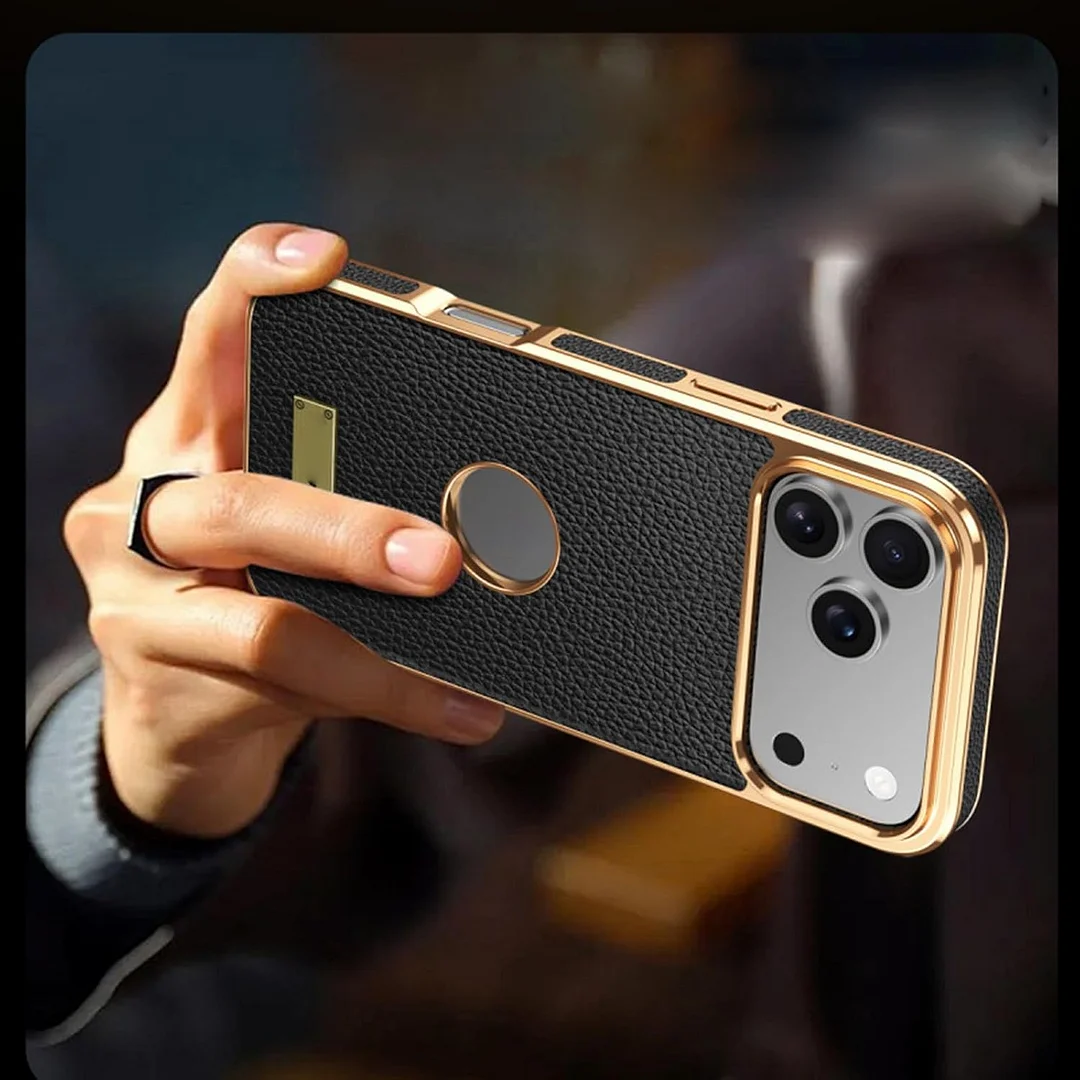 iPhone genuine leather case, magnetic electroplating luxury protective cover