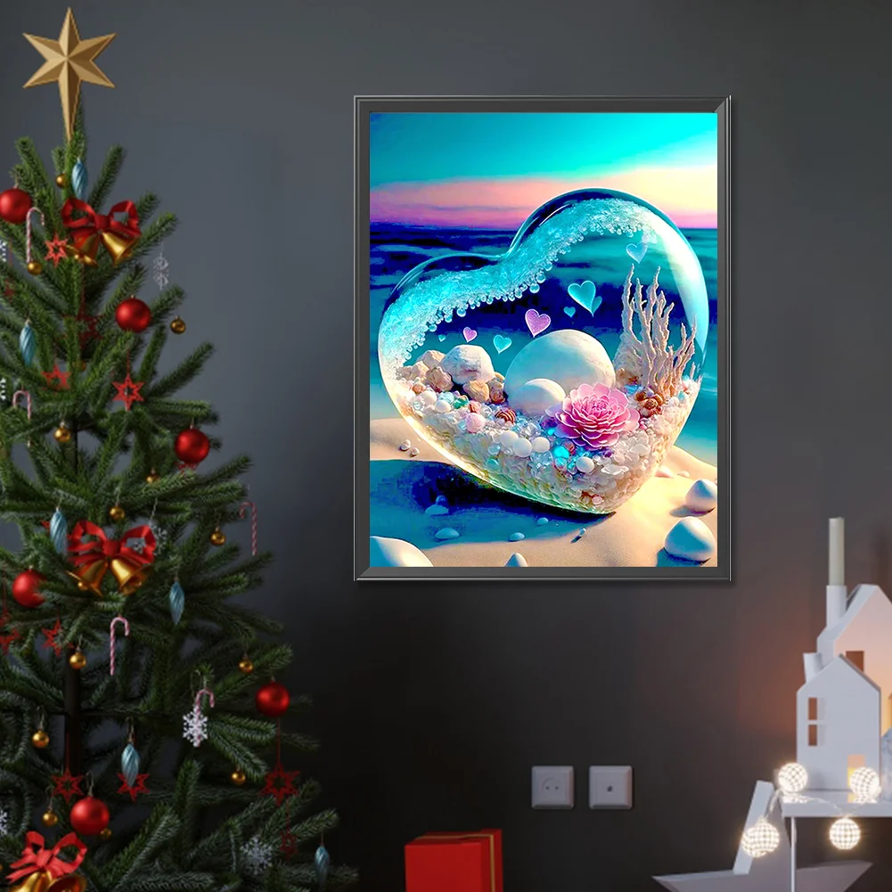 Diamond Painting - Full Round Drill - Beach Love Crystal Flower(Canvas|30*40cm)