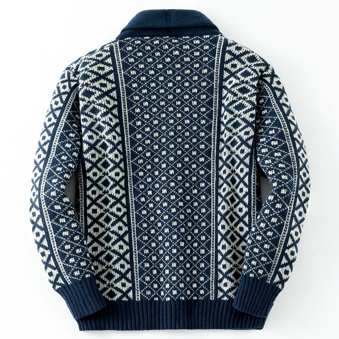 Uveng Uveng Men's Men's Vintage Knit Jacket Long Sleeve Heavy Industry Tweed Blue Fruit Sweater SY0212