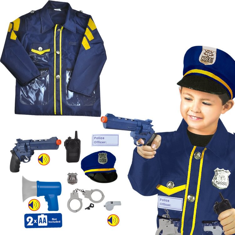 Kids Police Costume Halloween Uniform-elleschic