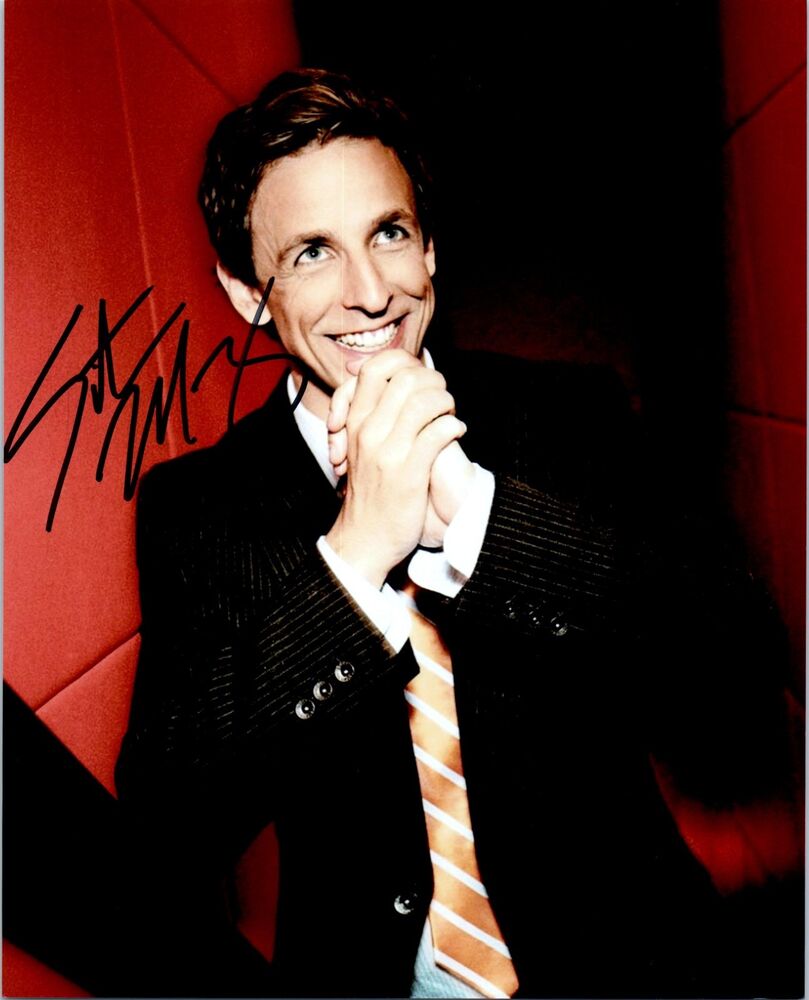 SETH MEYERS Signed Autographed SATURDAY NIGHT LIVE 8X10 Photo Poster painting A