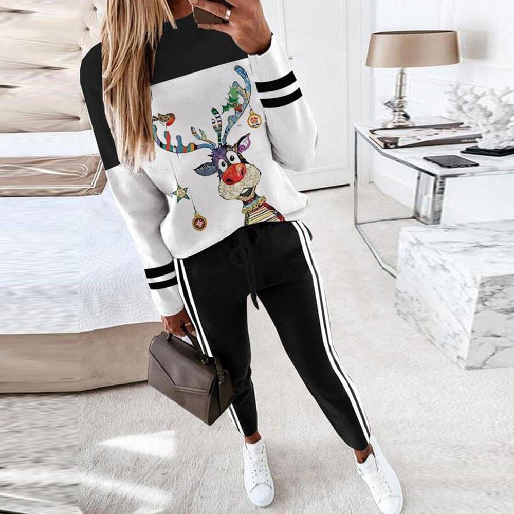 Attractive Cartoon Print Two Piece Set