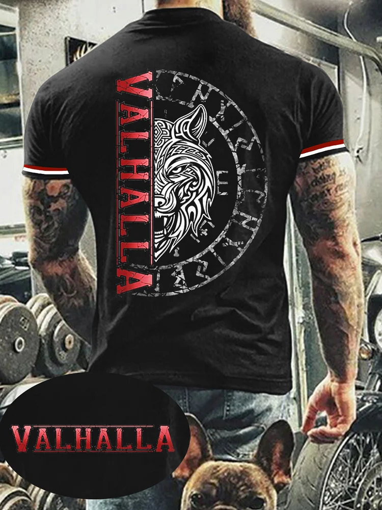 Herren Val halla bedrucktes Kurzarm-T-Shirt