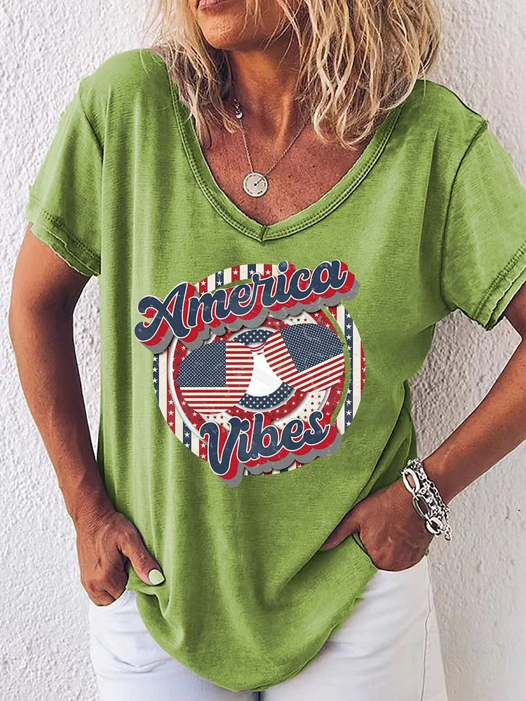 Independence Day V Neck T-shirt-00262