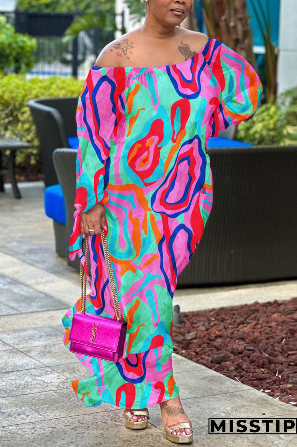 Leopard Print Casual Print Backless Off the Shoulder Long Sleeve Dresses